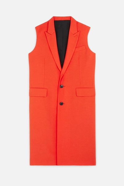 Ami Alexandre Mattiussi Two Buttons Sleeveless Long Coat In Red