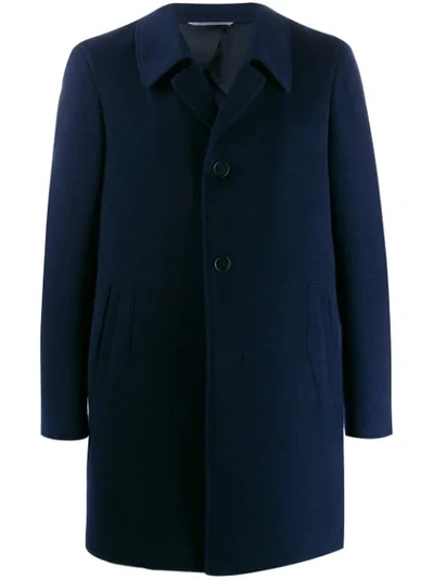Canali Oversized Collar Single-breasted Coat In Blue