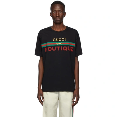 Gucci Boutique Printed Cotton T shirt In Black ModeSens