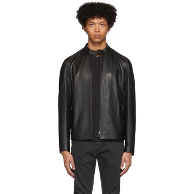Belstaff Black Leather Outerwear Jacket