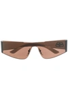 Balenciaga Mono Rectangular-frame Sunglasses In Brown