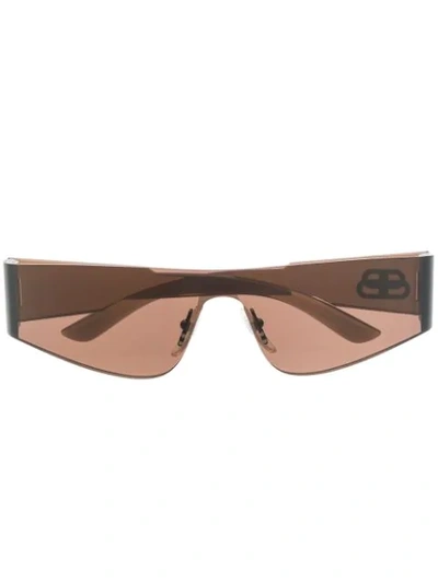 Balenciaga Mono Rectangular-frame Sunglasses In Brown