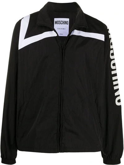 Moschino Logo Sleeve Track Jacket In Black