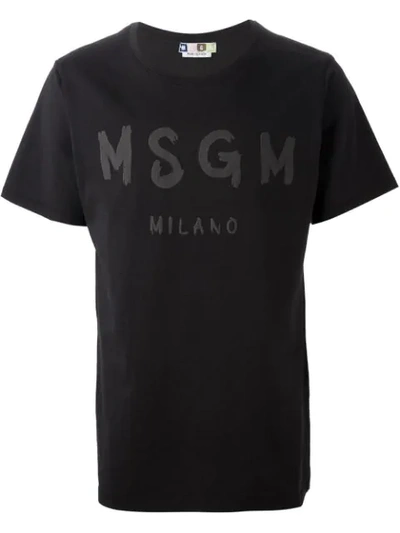 Msgm Logo Print T-shirt In Black