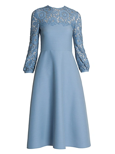 Valentino Women's Virgin Wool & Silk Crepe Midi Dress In Light Blue
