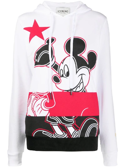 Iceberg Mickey Mouse Hoodie In White/red