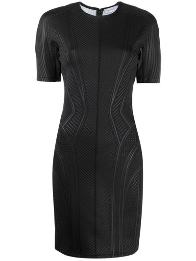 Mugler Fitted Textured Cocktail Dress In Black
