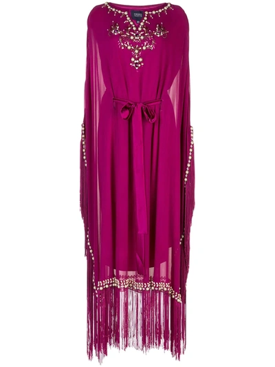 Marchesa Notte Embellished Kaftan Dress In Purple