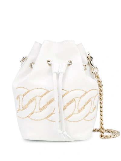 Casadei Chunky Chain Bucket Bag In White