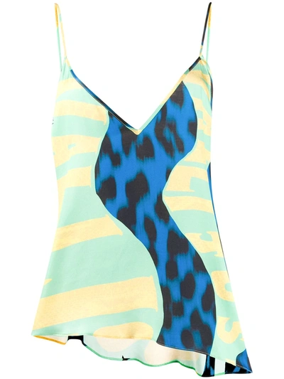 Just Cavalli Mixed-print Cami Top In Green