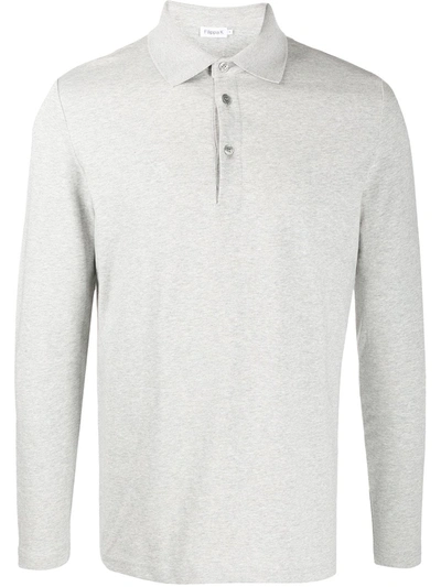 Filippa K Luke Long-sleeved Polo Shirt In Light Grey Melange