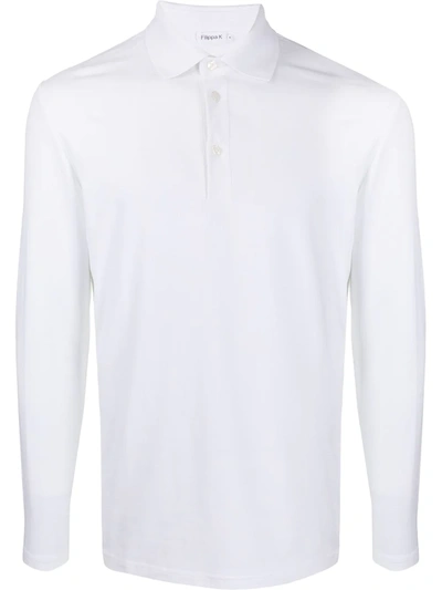 Filippa K Luke Long-sleeved Polo Shirt In White