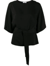 P.a.r.o.s.h Belted Plain Blouse In Black