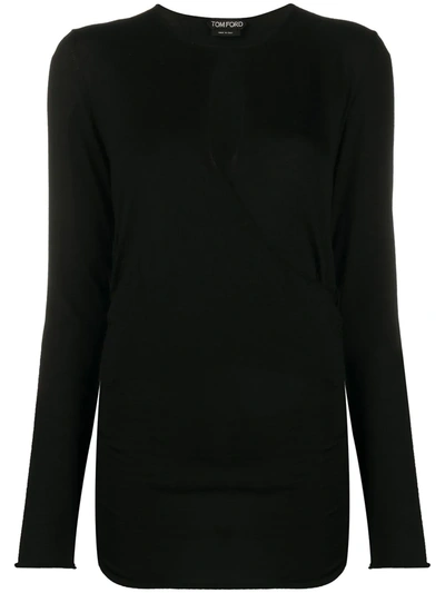 Tom Ford Wrap Style Knitted Top In Black