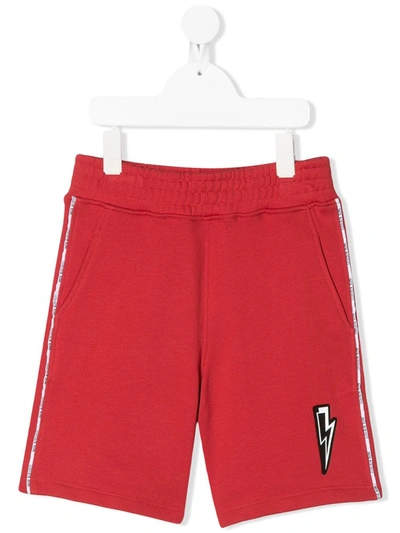 Neil Barrett Kids' Logo-trimmed Track Short In Red