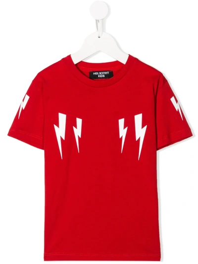 Neil Barrett Teen Lightning Bolt T-shirt In Red