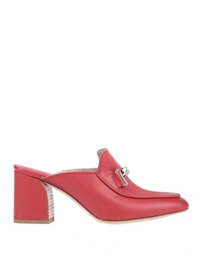 Tod's Woman Mules & Clogs Red Size 7.5 Soft Leather