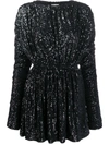 Saint Laurent Dégradé Sequined Stretch-knit Mini Dress In Black