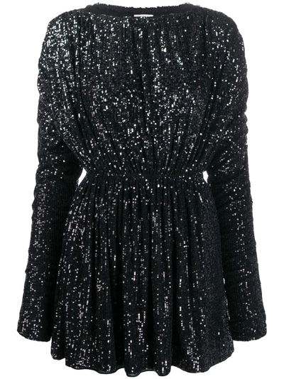 Saint Laurent Dégradé Sequined Stretch-knit Mini Dress In Black
