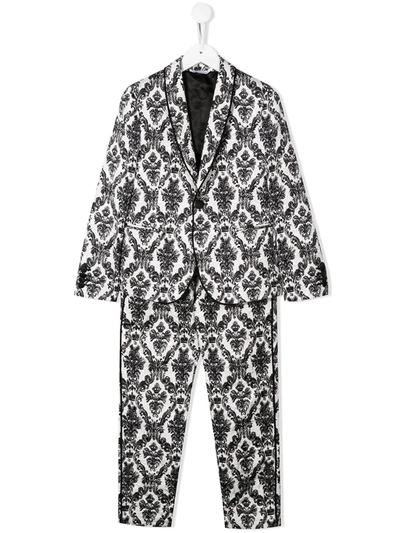 Dolce & Gabbana Kids' Brocade Two-piece Suit In White
