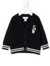 Ralph Lauren Babies' V-neck Embroidered Patch Cardigan In Blue