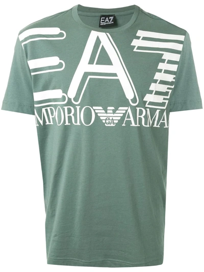 Ea7 Large Chest Logo Printed T-shirt In Green