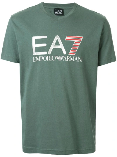 Ea7 Metallic  Logo Printed T-shirt In Green