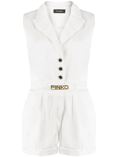 Pinko Logo系腰带连身短裤 In White