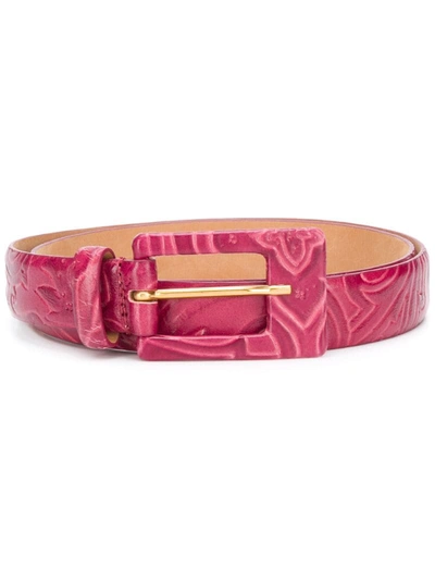 Etro Paisley-embossed Belt In Pink