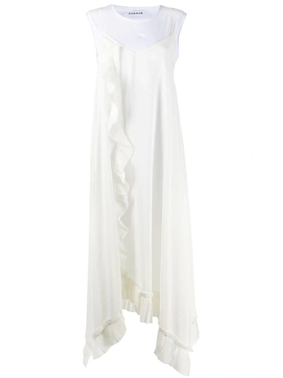 P.a.r.o.s.h Ruffle Embellished Pleated Detail Dress In White