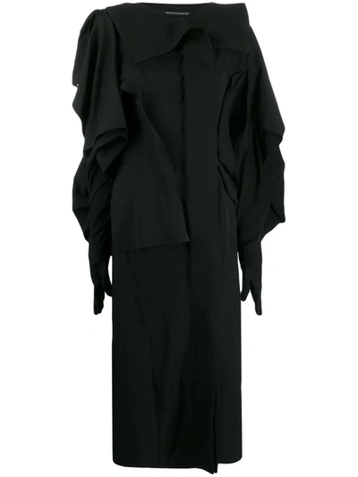 Yohji Yamamoto Draped Long-length Coat In Black