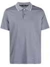 Theory Men's Striped Interlock Polo Shirt In Blue