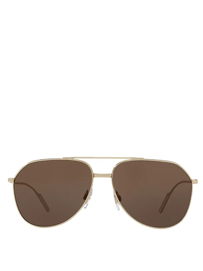 Dolce & Gabbana Gold-tone Metal Aviator Sunglasses