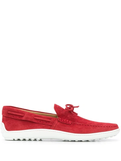 Tod's Gommino Bright Red Suede Loafers