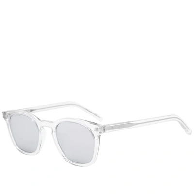 Saint Laurent Sl 28 Slim Mirrored Lens Sunglasses In Light Beige