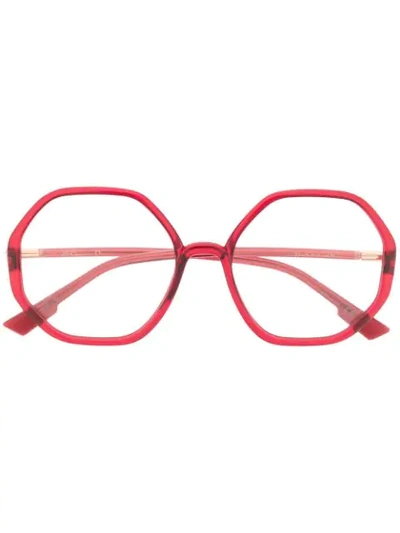 Dior Hexagonal Unisex Optical Glasses In Red