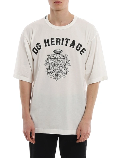 Dolce & Gabbana Crest Print Oversized T-shirt In White