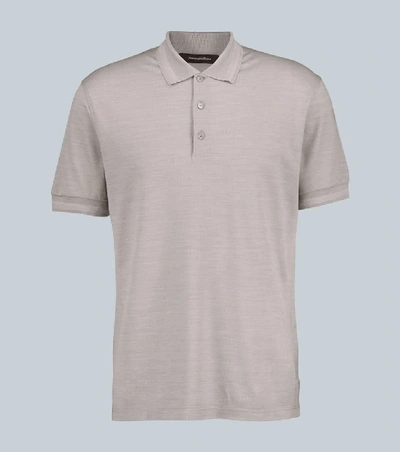 Ermenegildo Zegna Cotton And Silk Blend Polo Shirt In Beige