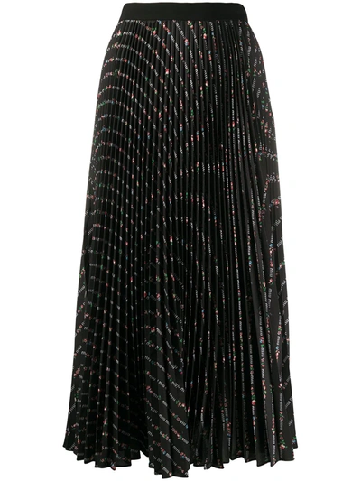 Miu Miu Printed Pleated Skirt In Black