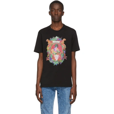 Versace Crew Neck T-shirt With Caravaggio Print In Black