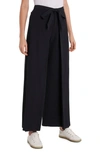 Vince Camuto Belted Wide Leg Textured Twill Pants In Rich Black