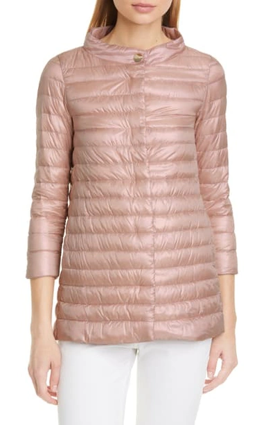 Herno Rossella Water Repellent High/low A-line Down Puffer Jacket In Rosa Chiaro