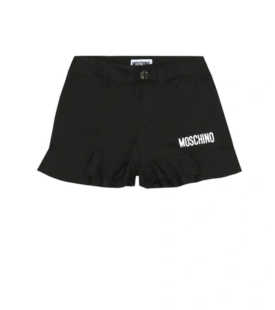 Moschino Kids' Sequined Stretch Cotton Denim Shorts In Black