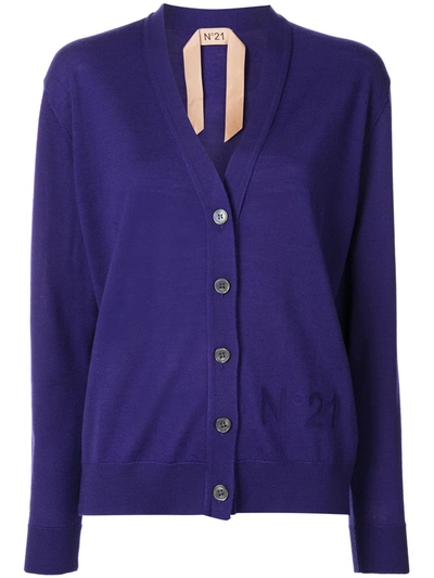 N°21 V-neck Logo Cardigan In Purple