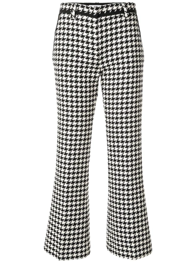 Msgm Houndstooth Straight-leg Trousers In White