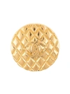 Pre-owned Chanel Diamond Quilted Cc Brooch In Gold