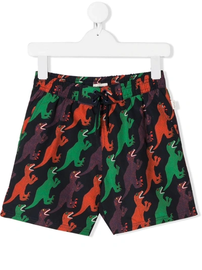 Paul Smith Junior Teen Dinosaur Print Swim Shorts In Blue
