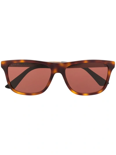 Gucci Gg0687s Rectangular-frame Sunglasses In Brown