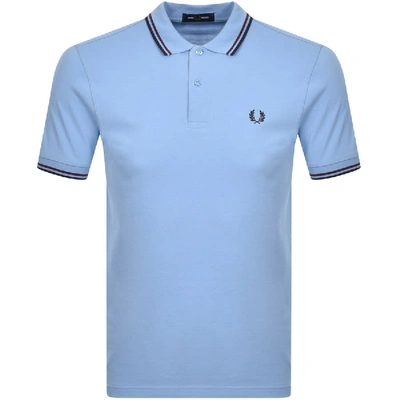 Fred Perry Twin Tipped Polo T Shirt Blue In Sky / Mahogany / Navy