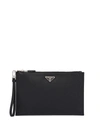 Prada Logo Plaque Clutch In Black